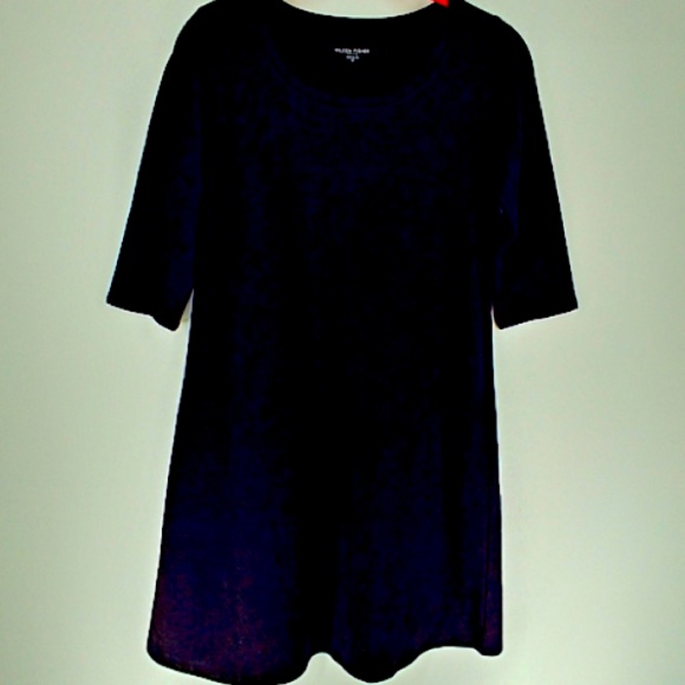 Eileen Fisher A-Line Dress Size 2 Black 3/4 Sleeve 32 chest 34 length Comfy Soft